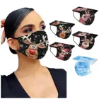 Маска для взрослых, 50 шт., Рождественский принт, одноразовая 3-слойная высококачественная маска с ушным крючком для рта, женские маски для косплея T5