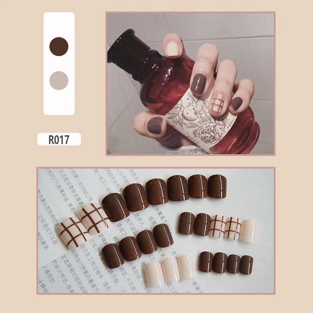 24 шт./компл. Многоразовые Акриловые накладные ногти с клейкой наклейкой