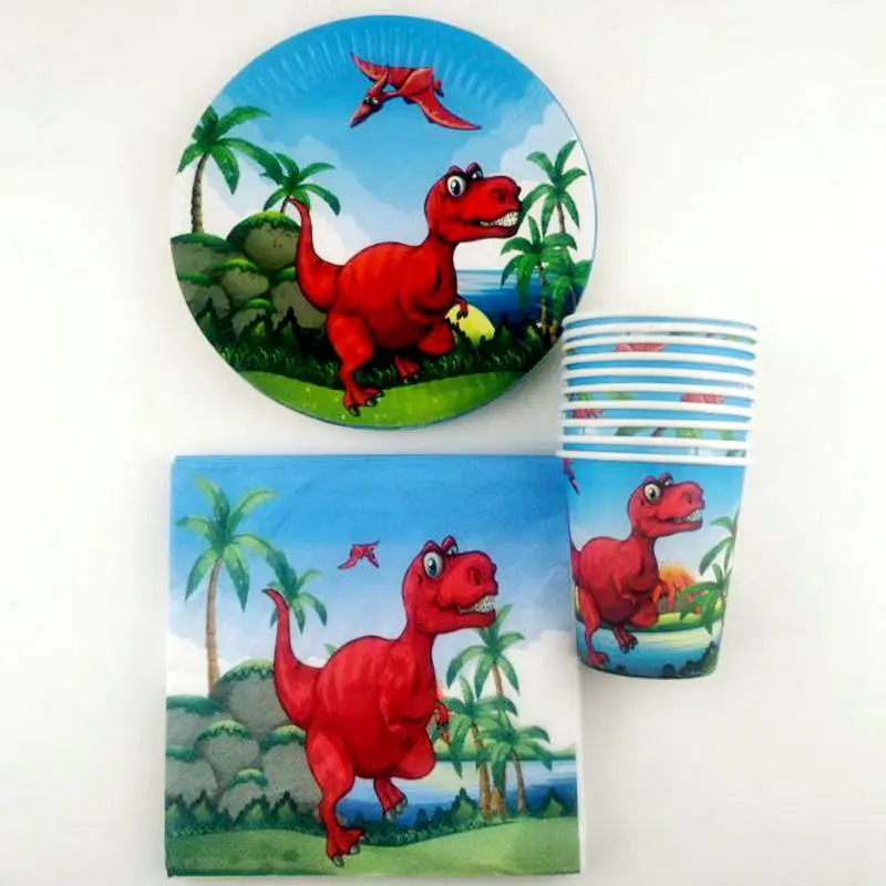 60 шт./лот тарелки для дня рождения с милым динозавром блюда чашки будущей мамы