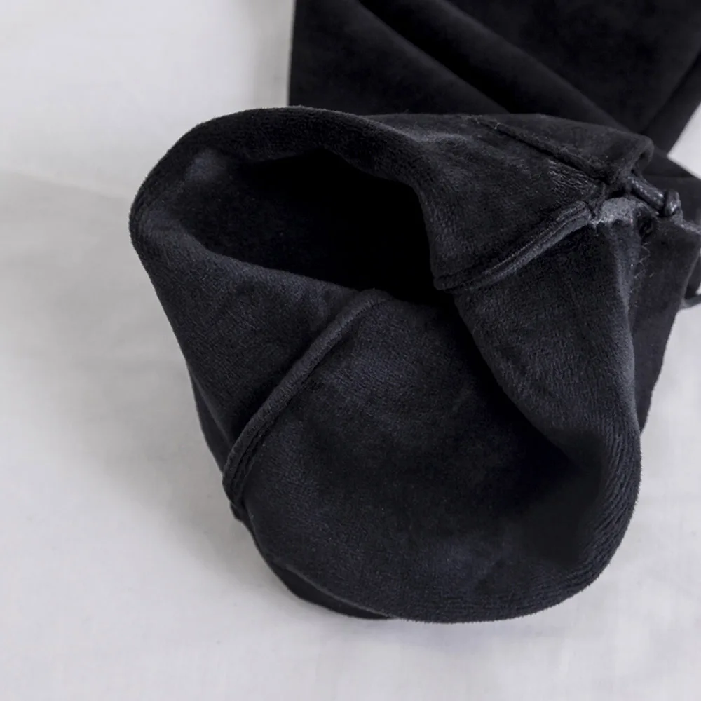 Black short plush Большой размер 43, женские сапоги г. Осенне-зимние женские сапоги до бедра высокие сапоги на шнуровке женские ботинки черного цвета Дамская обувь - Цвет: Black short plush