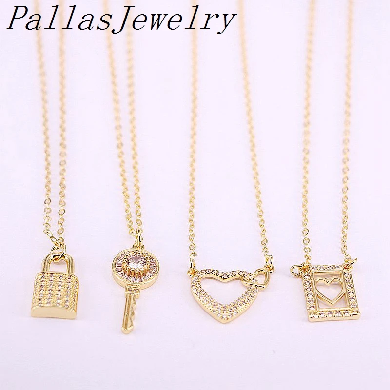 10Pcs Mix shape cz pendant charm new design gold plating necklace fashion jewelry wholesale | Украшения и аксессуары