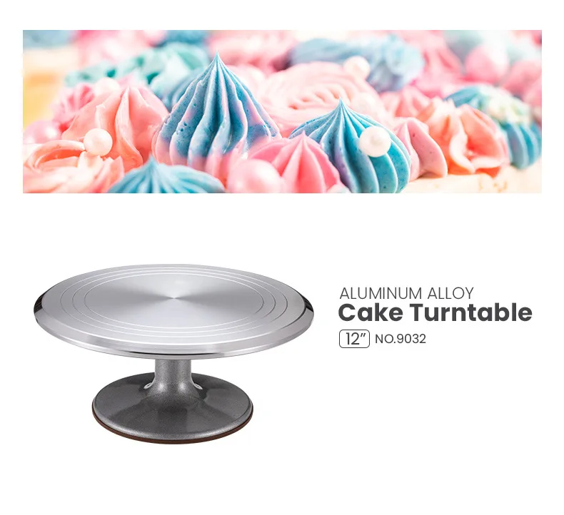 

Cake Turntable Aluminum Alloy 12 Ich Mounting Turntable Anti Skid Mat Baking Tools Cake Stand Cake Tools