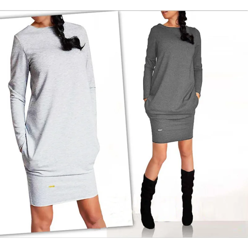 

New Solid Color One-step Dress With Buttocks And Long Sleeves In Autumn And Winter Women's Dress 1016 Women Dress