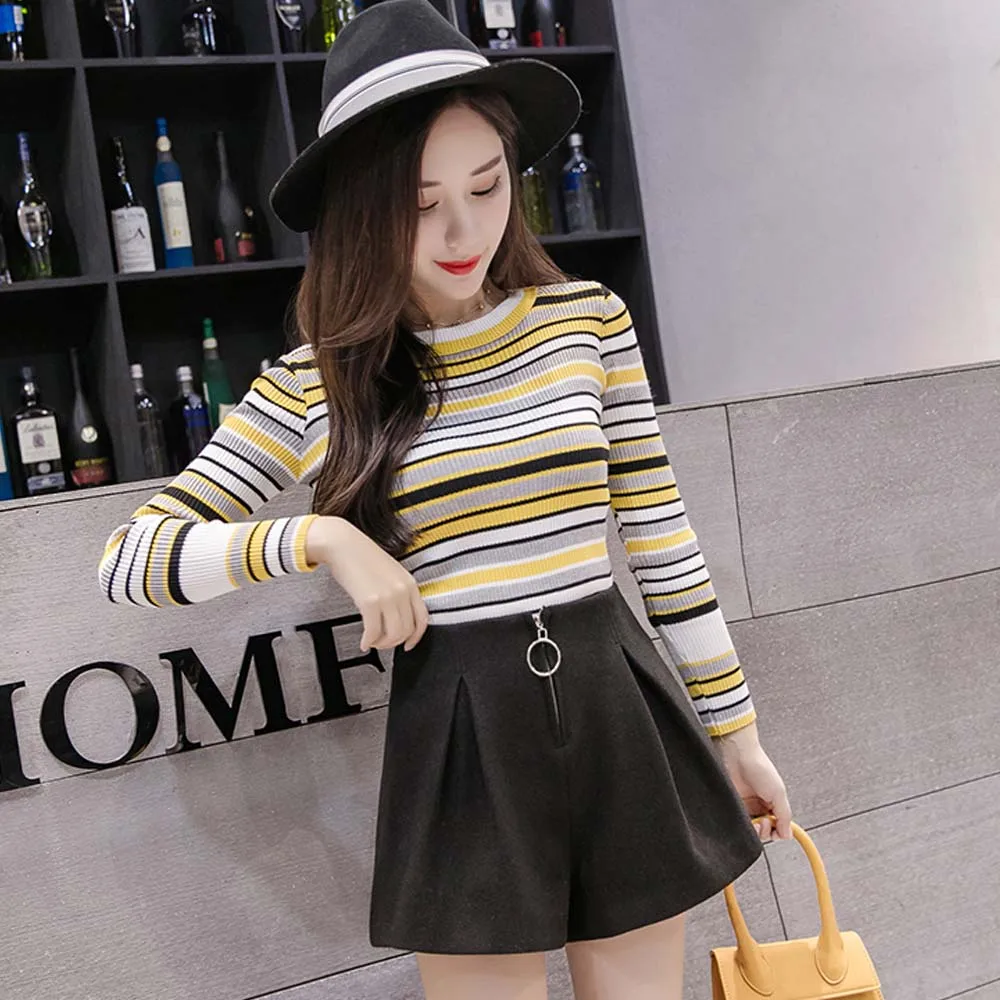 Осенне зимние женские шерстяные шорты повседневные с поясом прямые