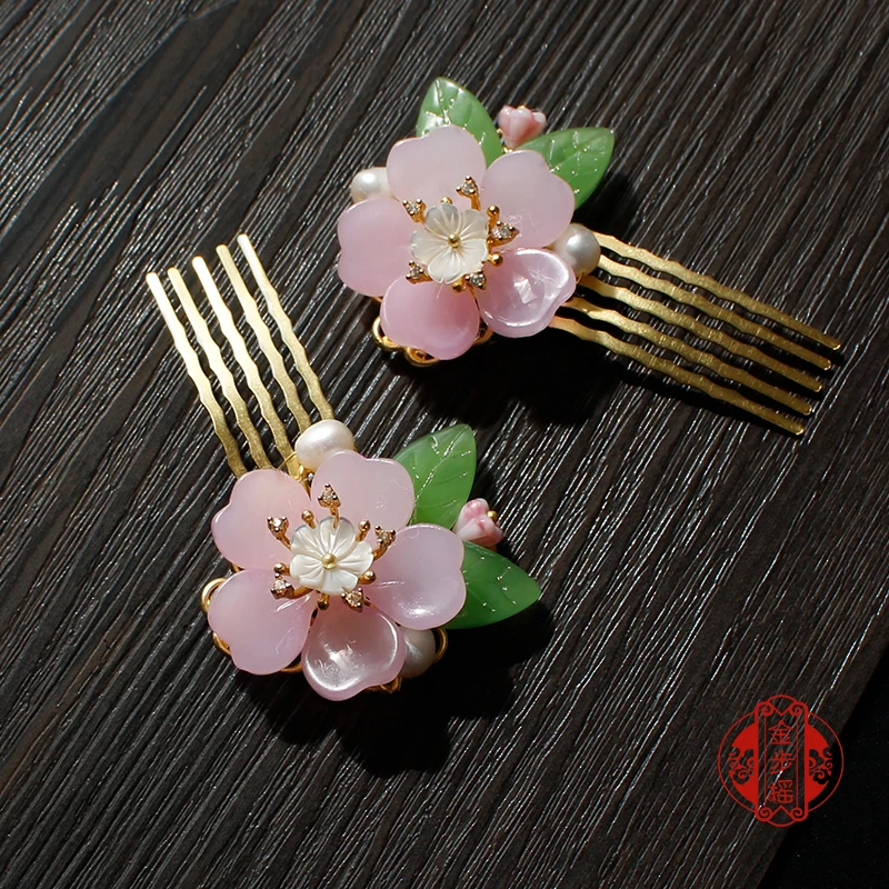 Китайский стиль винтажная розовая вишня жемчуг ручная работа заколка для волос