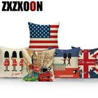 Декоративные подушки в скандинавском стиле с изображением лондонского солдата автобуса флага Франции для дивана, дома, гостиной