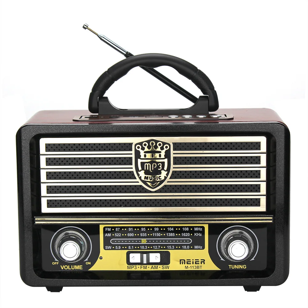 M-113BT New Wooden Retro Bluetooth-compatible Speaker Card Player Old Antique Radio FM Semiconductor 20# | Электроника