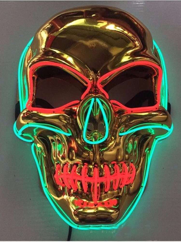 Хэллоуин в форме черепа Led люминесцентная маска El холодный свет призрак день