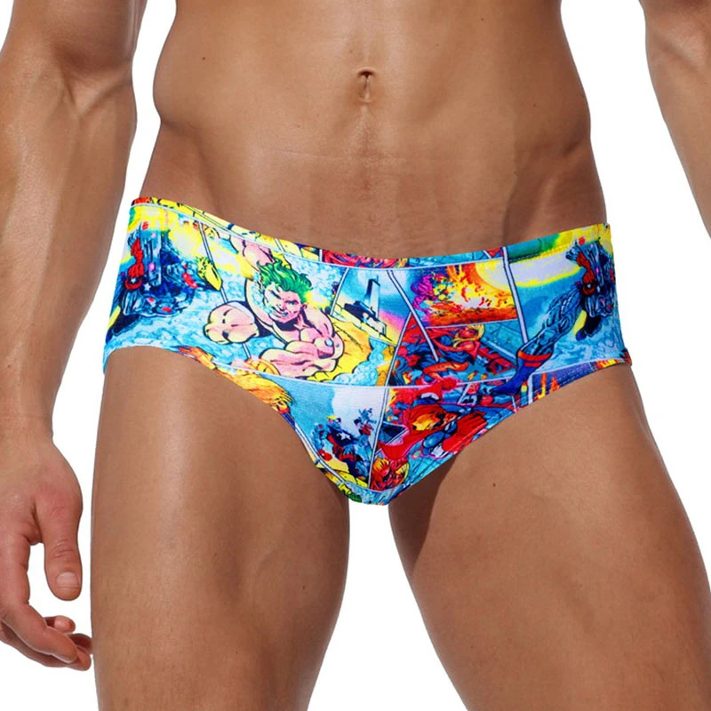 Мужской купальный костюм с рисунком из мультфильма эластичная одежда для