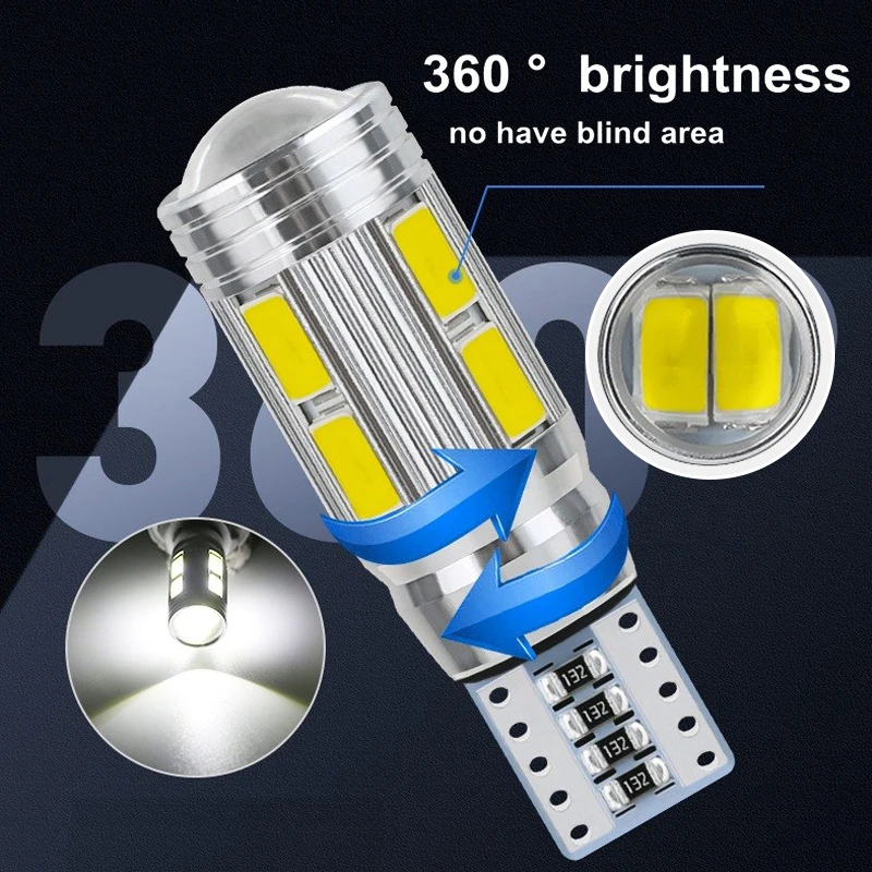 2 PCS T10 W5W 194 LED Bulb For Car Signal Light Canbus Free Error 5630 Chips 6500K 12V White Auto Wedge Side Trunk Lamps | Автомобили и