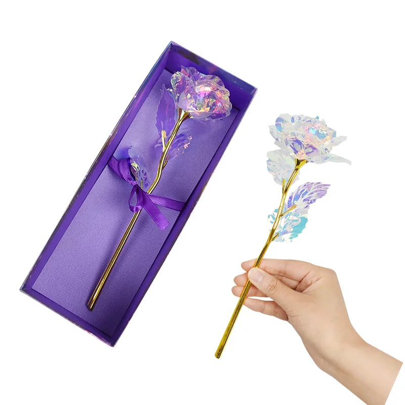 

Romantic Valentine's Day Rose Flowers 24K Gold Foil Rose Flower Mother's Day Gift Wedding Decor Lover Lighting Rose