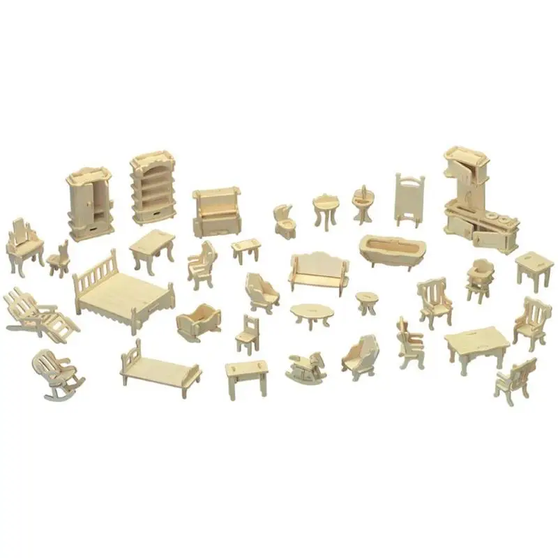 

184pcs DIY Woodcraft Construction Kit Practical Texture Durable Die Stamping 3D Puzzle Cottage Classic Delicate Accessories