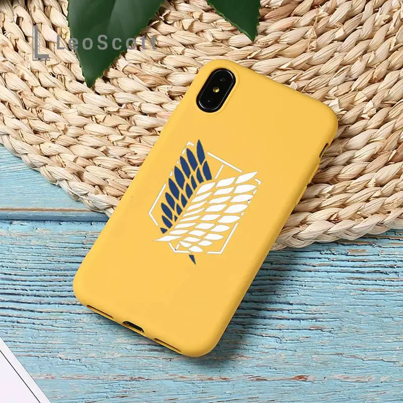 

Attack On Titan Phone Case Yellow Candy Color for iPhone 11 12 mini pro XS MAX 8 7 6 6S Plus X SE 2020 XR