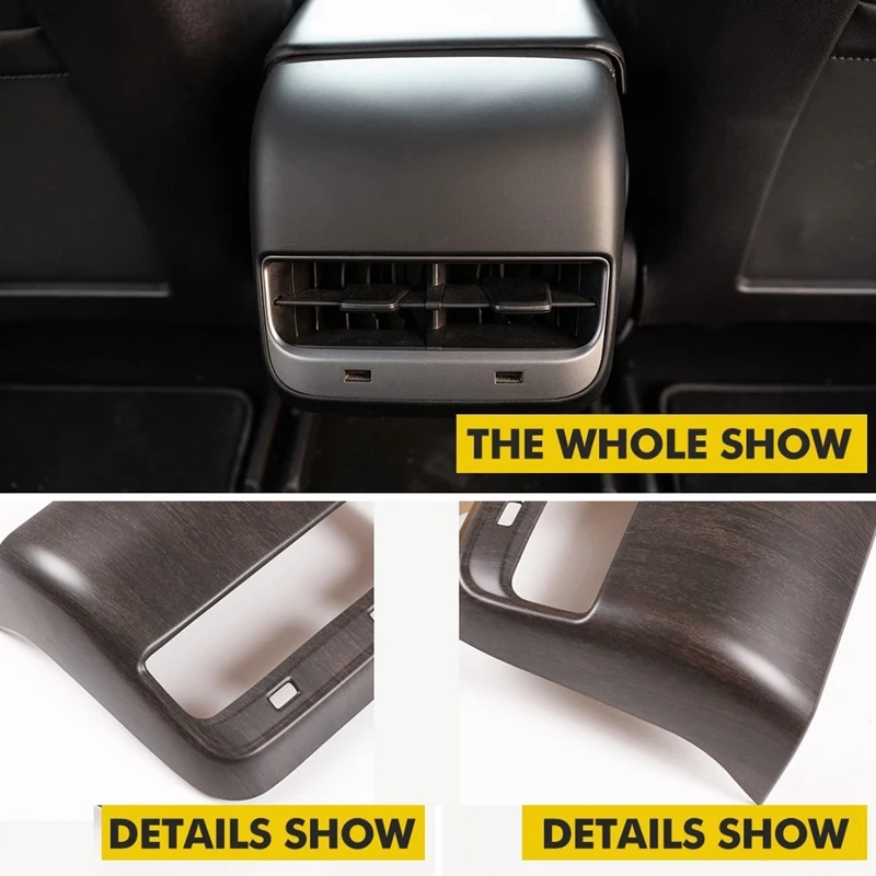 

Wood Grain Color for Tesla Model 3 Car Interior Rear Air Outlet Cover Back Exhaust Vent Cover Accessories