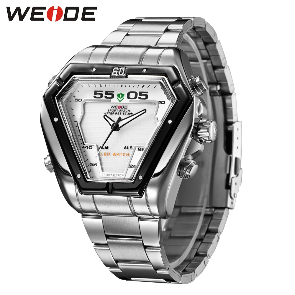 WEIDE мужские модные роскошные кварцевые часы с ремешком из нержавеющей стали