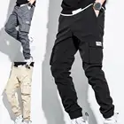 Штаны-карго мужские с боковыми карманами, Свободные повседневные джоггеры, модная уличная одежда, однотонные