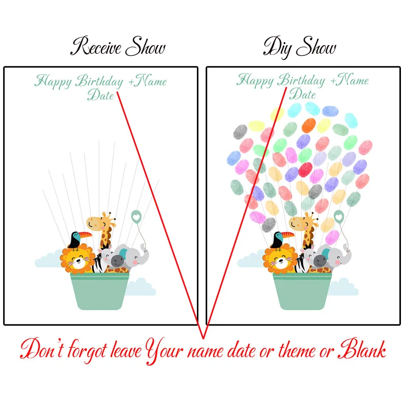 Персонализированная тема имя дата мультфильм животные отпечаток пальца