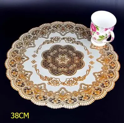 6pcs 6 шт. бронзовые кружева ПВХ коврик для столового стола Золотой подстаканник водонепроницаемый изоляционный коврик посуда принадлежности для ресторанов - Цвет: 6pcs