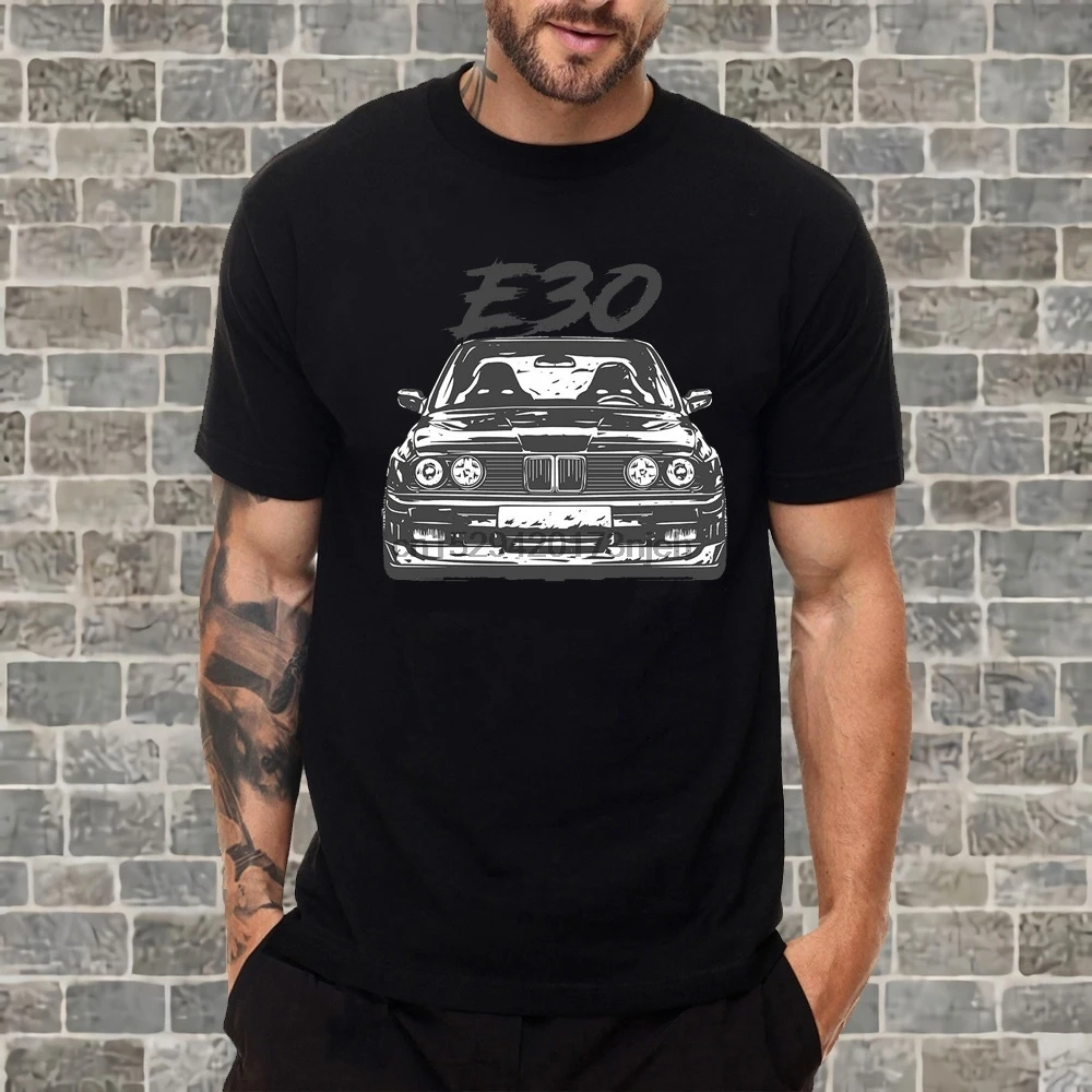 Классическая Мужская хлопковая футболка E30 с рисунком в минималистичном