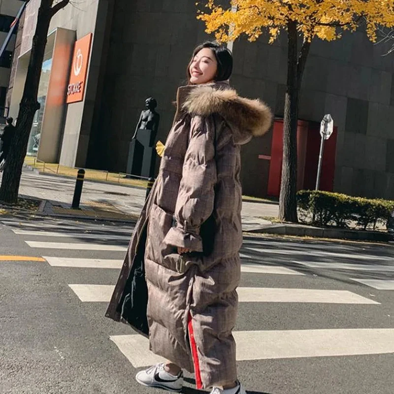 

New Winter Jacket Women bir fur collar Parka Hooded Down Cotton Padded Female Jacket Long Coat Plus size Slim Warm Outwear