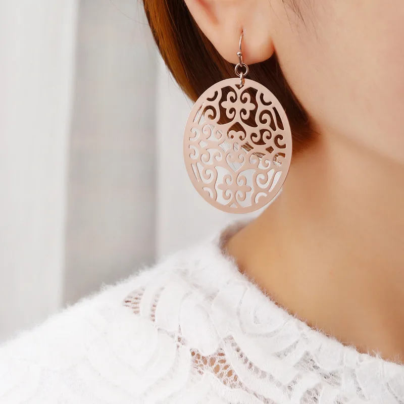 Новые модные ювелирные изделия женские повседневные серьги овальные резные