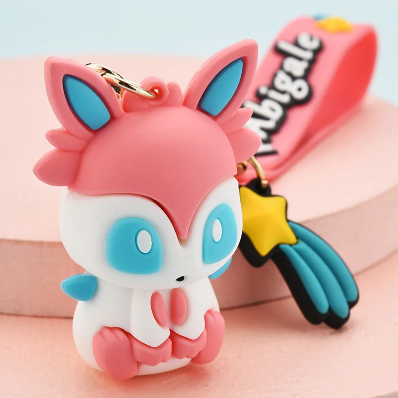 

10 Styles Pokemon Keychain Pikachu Eevee Sylveon Umbreon Cartoon Figure Doll Keychains for Kids Bag Charms Pendant Car Keychains