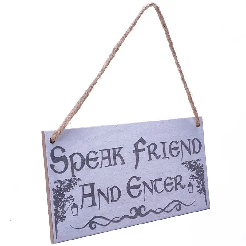

Speak Friend And Enter Wooden Hanging Man Cave Gift Plaque Dad Pub Bar Sign