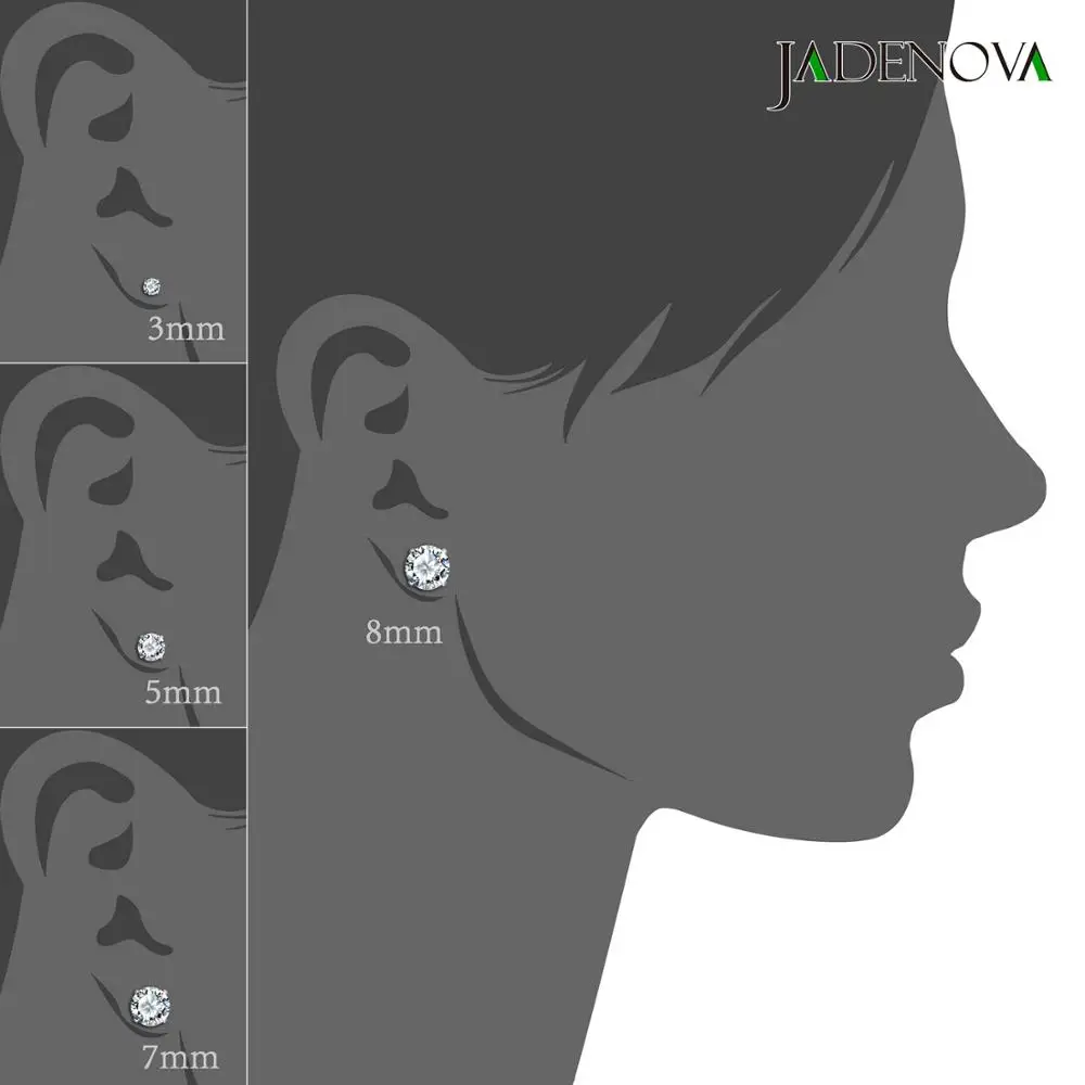 3/4/5/6/7/8 мм 925 пробы серебро прозрачные круглые хрустальные серьги с цирконием