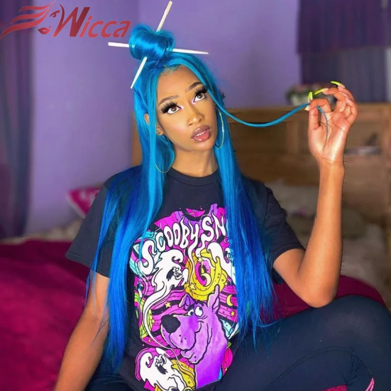 Wicca прямой 13x 4 кружевной передний парик Remy волосы бразильские человеческие
