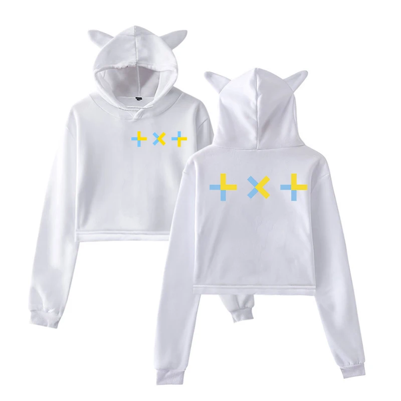 Модные Kpop TXT женские толстовки с капюшоном и кошачьими ушками для подростков