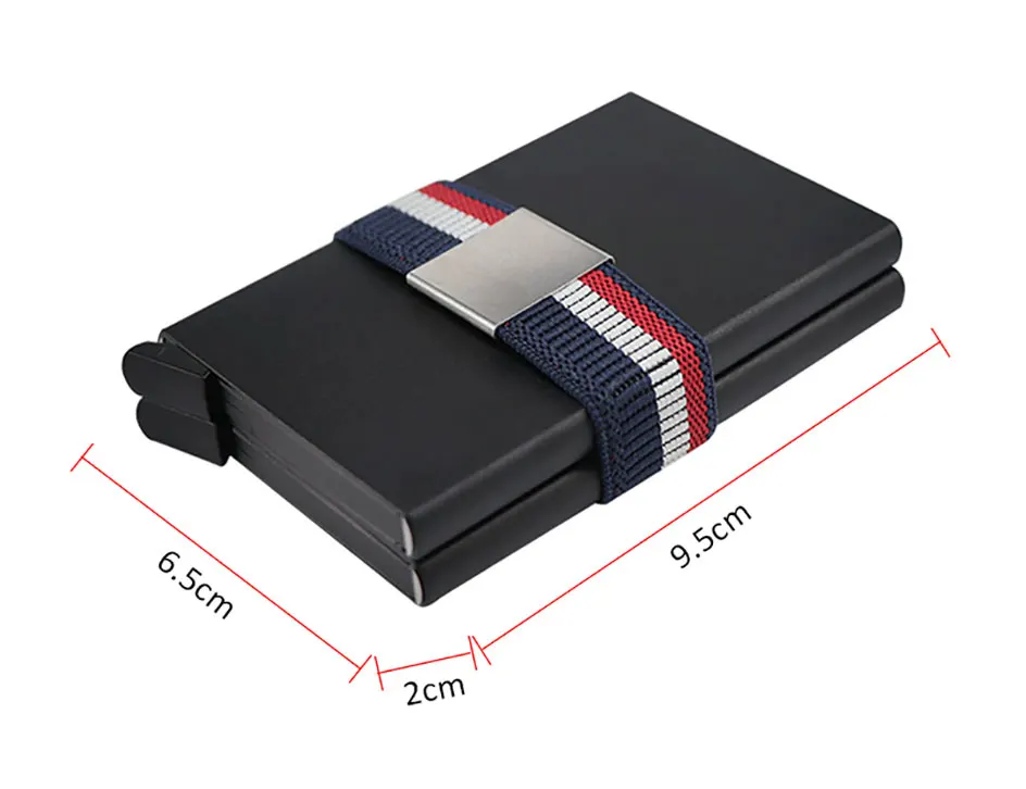 DIENQI модный двойной кошелек черный металлический RFID кошелек для мужчин Эластичность резиновый ремешок кошелек карман для карт Многофункциональный кошелек