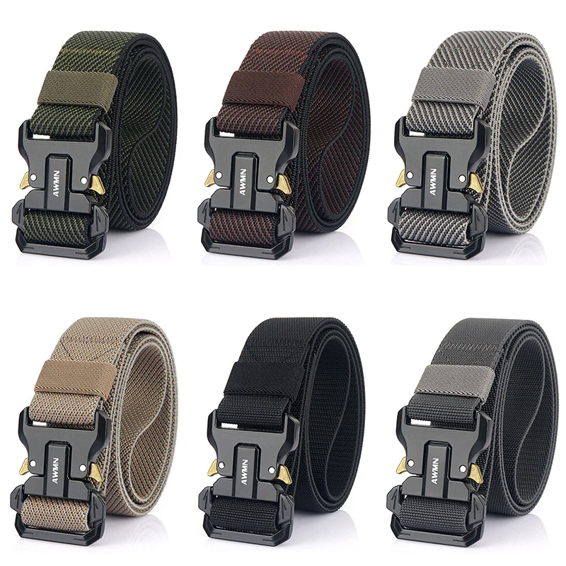Ремень тактический HSSEE Fashion Twill для мужчин с быстрым замком из твердого сплава и мягкой и прочной эластичной нейлоновой основой для охоты и аксессуаров.
