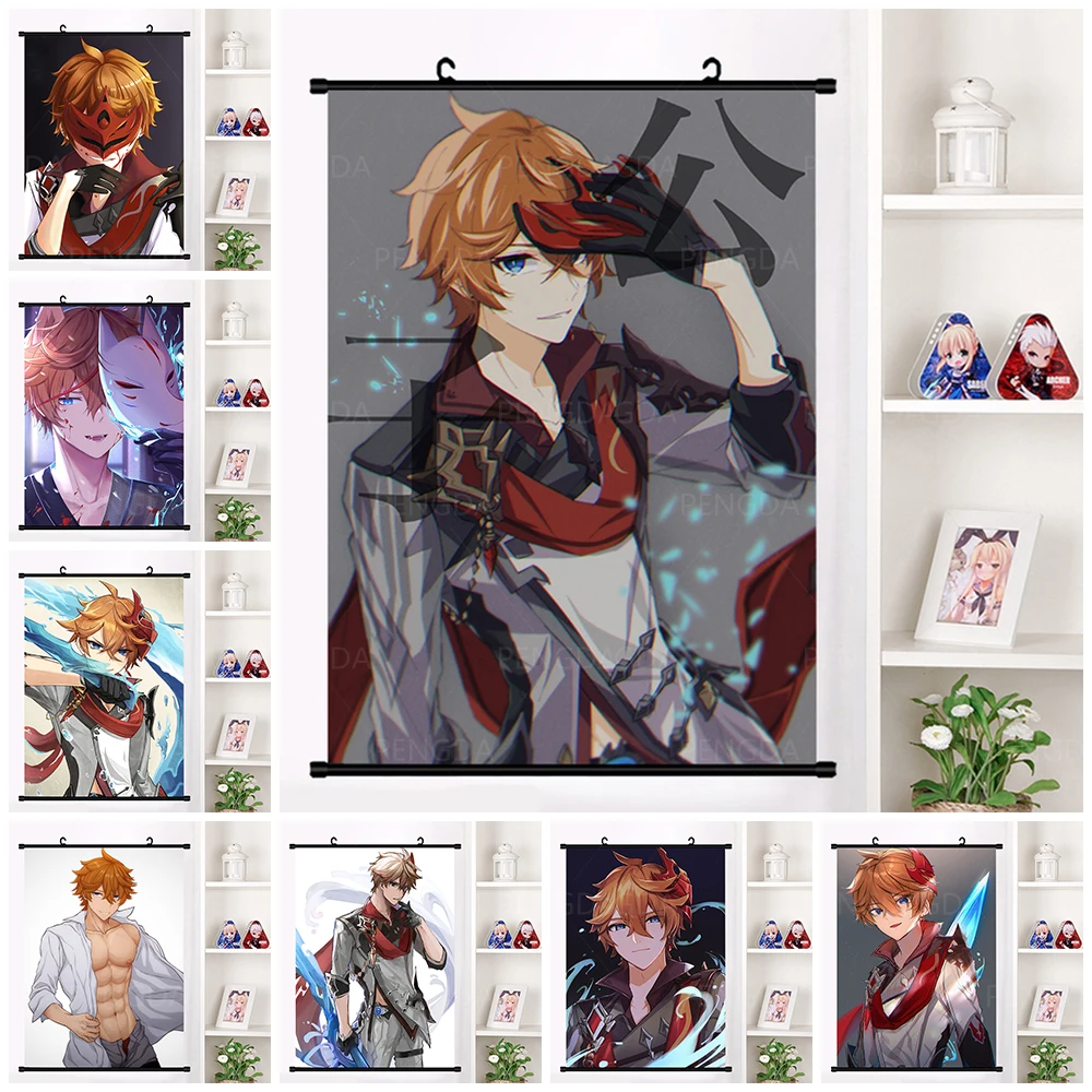 

Anime Canvas Picture Game Characters Poster Genshin Impact Tartaglia Painting Home Decor Wall Art Plastic Hanging Scrolls Prints