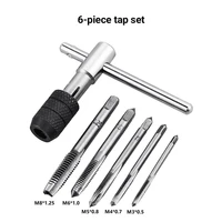 6pcsset tap drill wrench tapping threading tool t handle adjustable tap holder wrench m3 m8 taps drill bit set screwdriver tap