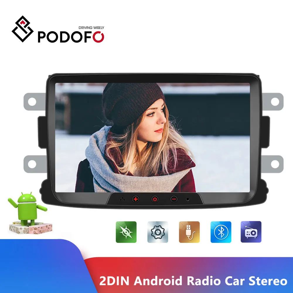 Автомобильный мультимедийный плеер Podofo 2 Din 8 дюймов Android GPS Wi Fi Mirrorlink для Renault Sandero