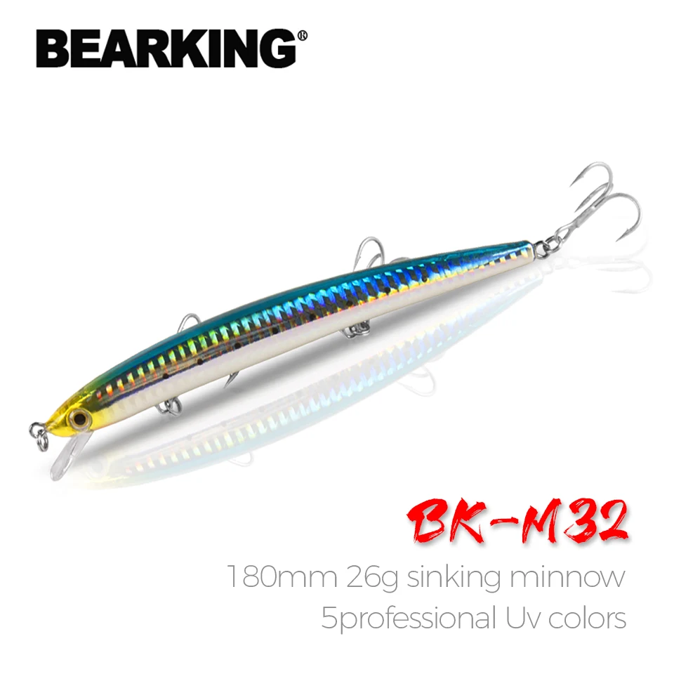 

BearKing 180mm/26g,5pcs/.lot. Color send randomly! 2017 good fishing lures minnow,quality professional minnow