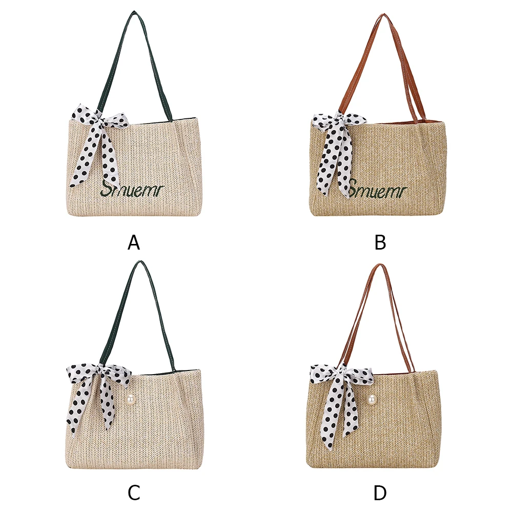 Женские сумки на плечо соломенные тканые вместительные повседневные женские