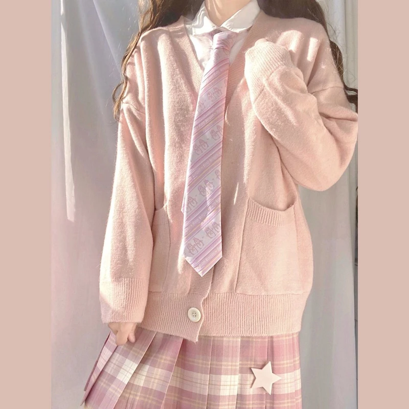 

2021 Autumn Jk Knitted Cardigan Diablo Gothic Loose Wild Japanese College Style Soft Girl Uniform Women'S Clothing Sweater Coat