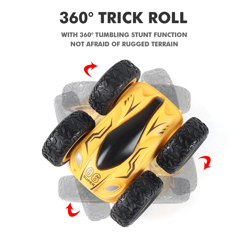 2.4G 4CH Remote Control Car Drift Double-sided Bounce Stunt Rock Crawler Roll 360 Degree Flip Kids Robot RC Toys | Игрушки и хобби