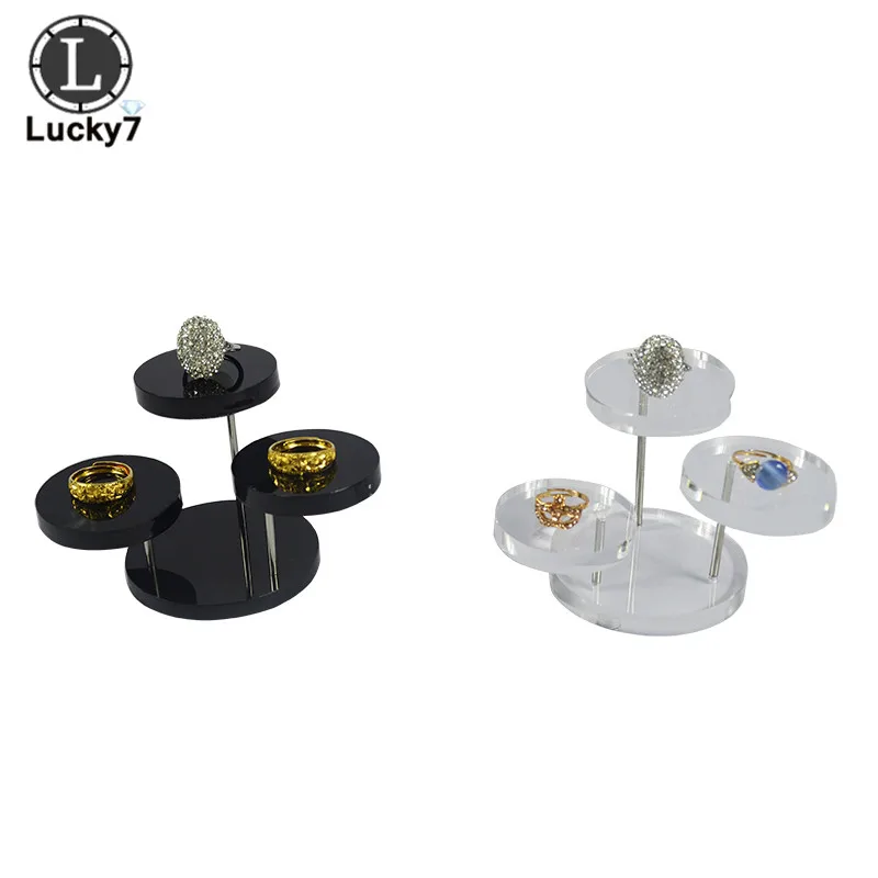 Совершенно новая 3-слойная Прозрачная черная круглая акриловая подставка для