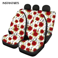 INSTANTARTS Musical Notes and Red Roses Pattern Universal Car Protector Front/Rear Car Seat Covers for Car Soft Car Seat Cushion
