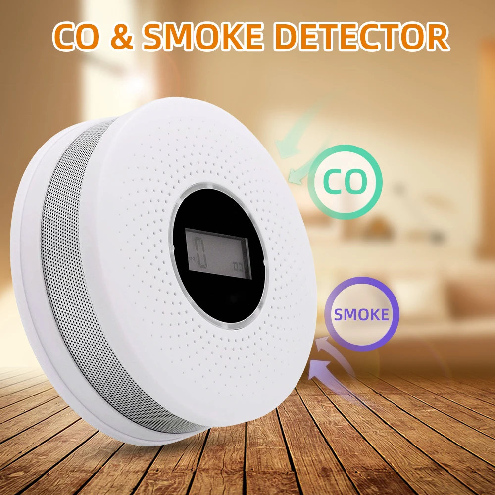 High Sensitive Smoke Carbon Monoxide Detector CO Alarm With Voice Warning LCD Light For Home Office Security 1pcs | Безопасность и