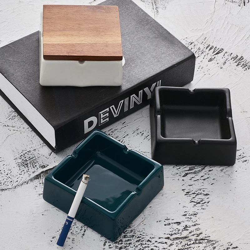 Портативная керамическая пепельница для курения на открытом воздухе с крышкой