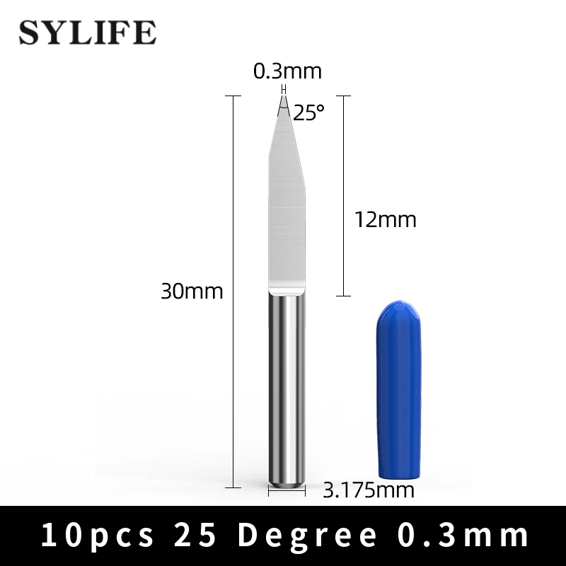 10Pcs 25 Degree 0.3mm CNC Carbide Engraving Bits V-shape for ABS/Metal/Acrylic | Инструменты