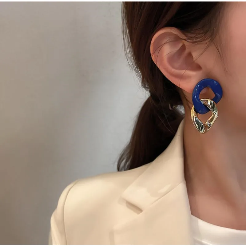 

2021Yellow Earrings For Women Trend Style Statement Dangle Earings Bohemian Fashion Boho Large Jewelry Geometry Accessories