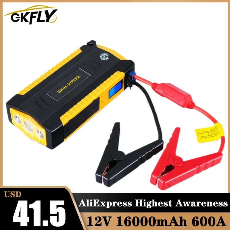 

GKFLY High Power Car Jump Starter 600A 12V Starting Device Power Bank Petrol Diesel Car Battery Booster Charger Car Starter LED