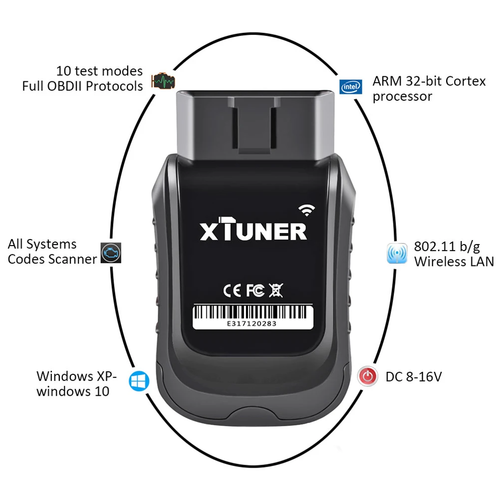 Автомобильный диагностический сканер xтюнер E3 OBD2 V10.7 Wi-Fi полная система