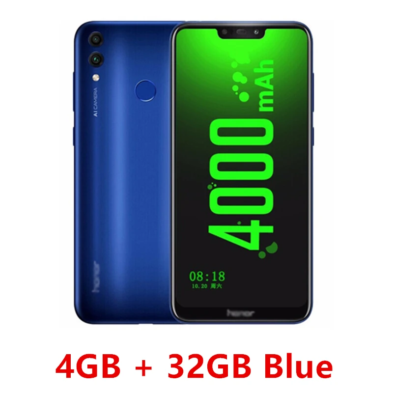 4G 32G Aurora-Blue Глобальная прошивка Honor 8C 4G 4000mAh смартфон 6,2" Восьмиядерный процессор Snapdragon 632 Android 8,1 двойная камера Face ID 4 ГБ 32 ГБ - Цвет: 4G 32G Aurora-Blue