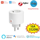 Розетка для мониторинга электроэнергии Tuya ZigBee 3,0 с таймером Alexa и Google, защита от перенапряжения с обратным отсчетом, работает с концентратором Tuya SmartThings