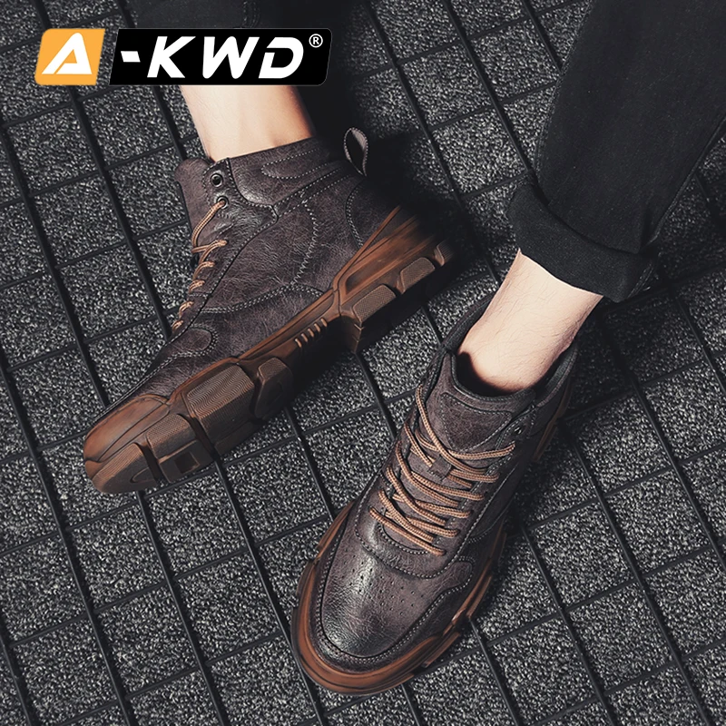 Fashion Autumn Breathable Men Sneakers Casual Shoes Winter Boots With Fur Zapatos Hombre Invierno High Top Work 44 | Обувь